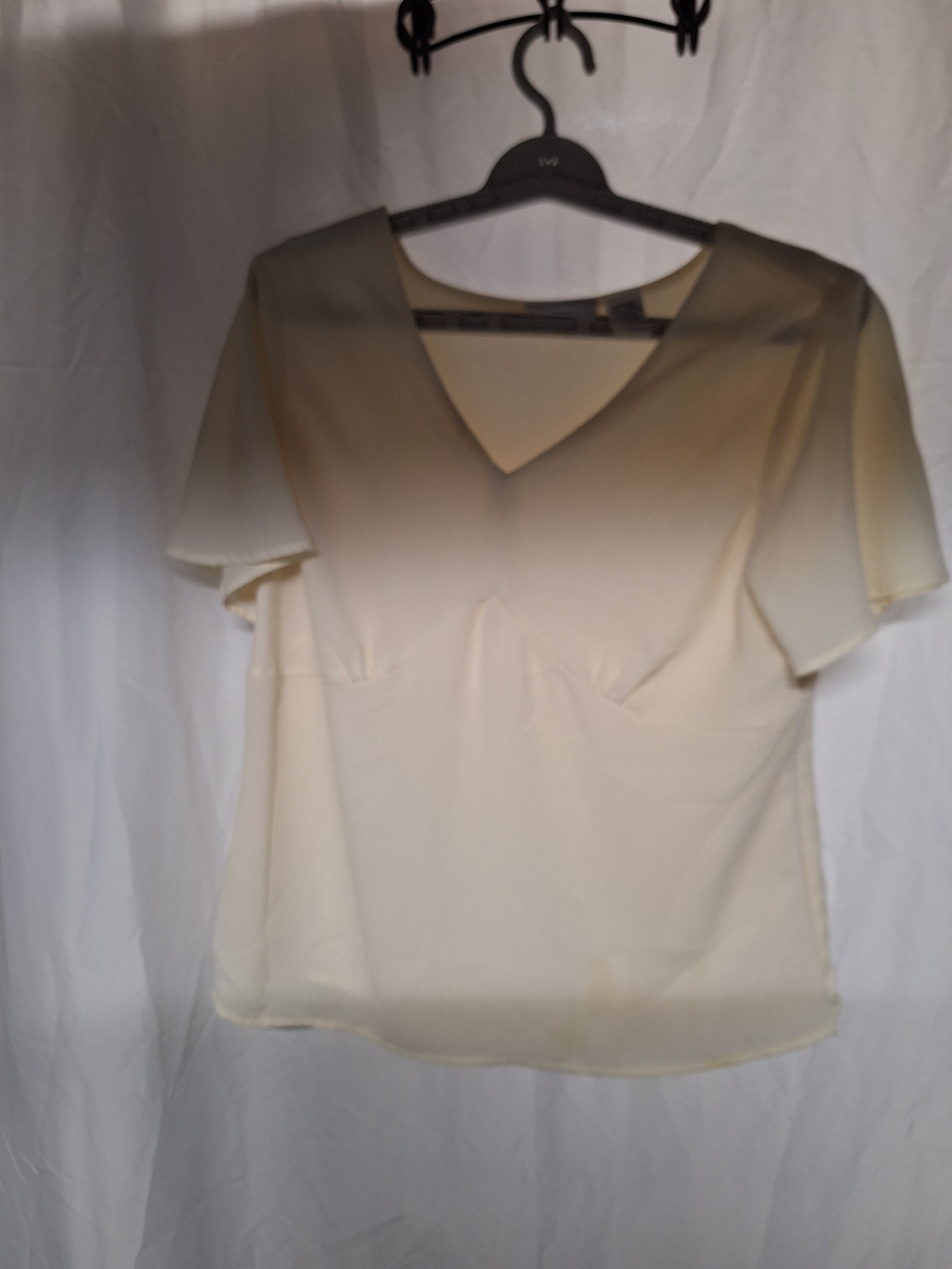 Jaclyn Smith Cream V-Neck Flutter Sleeve Blouse